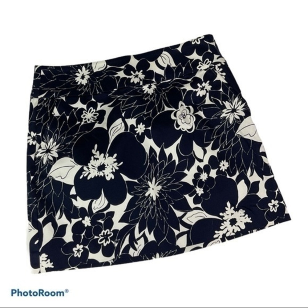 J. CREW Navy Blue Floral Skirt SMALL